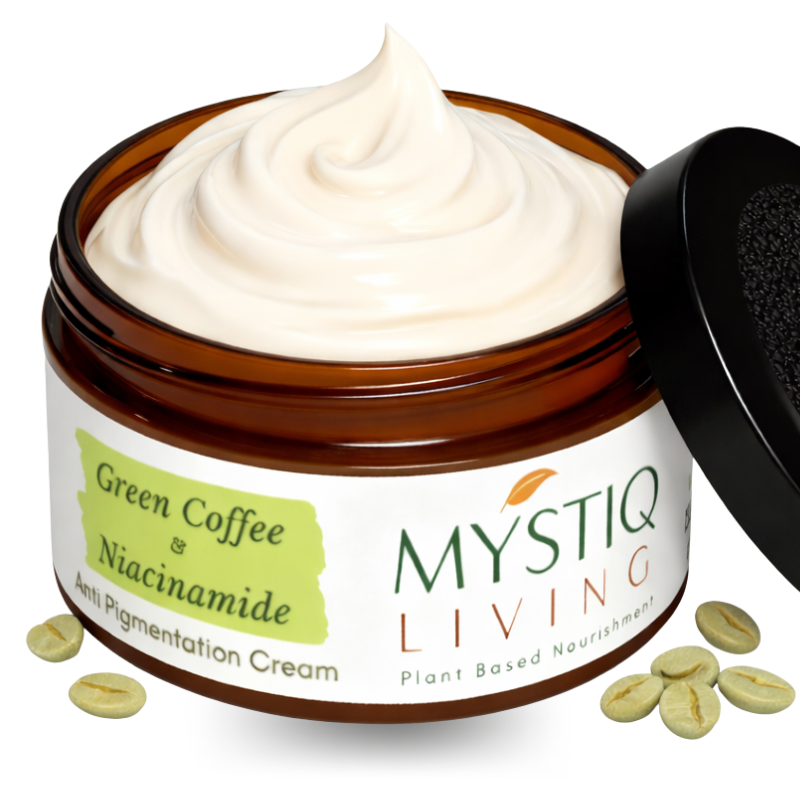 Mystiq Living Green Coffee Blemish Clear Cream for acne-prone and seasonally reactive skin — lightweight, year-round moisturizer